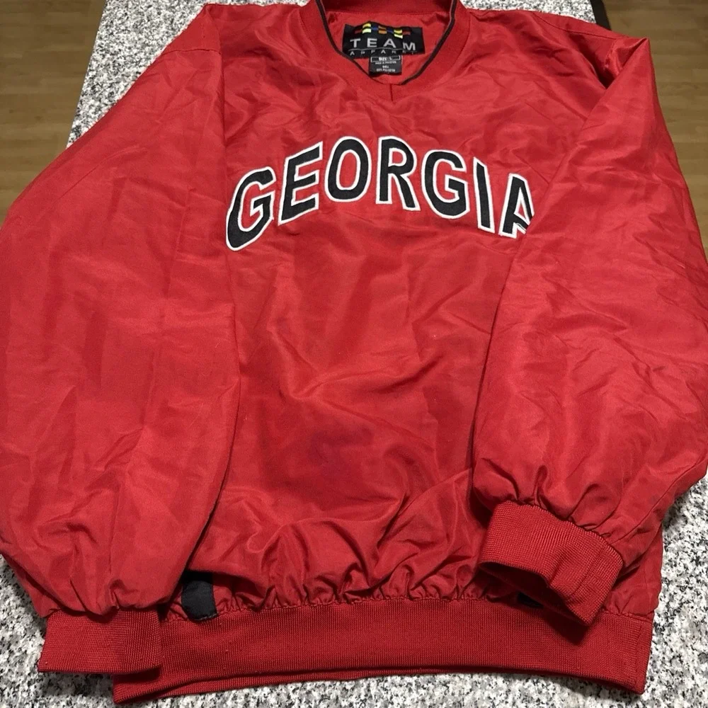 Team Apparel‎ Georgia Bulldogs V Neck Vented Red Pullover Size L